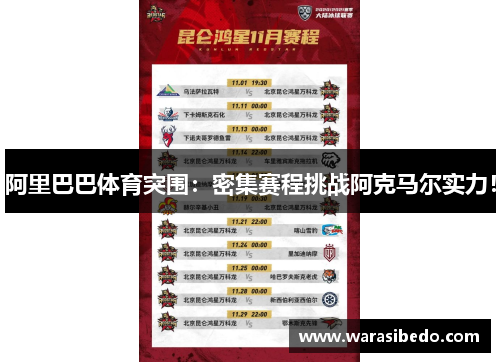 阿里巴巴体育突围：密集赛程挑战阿克马尔实力！